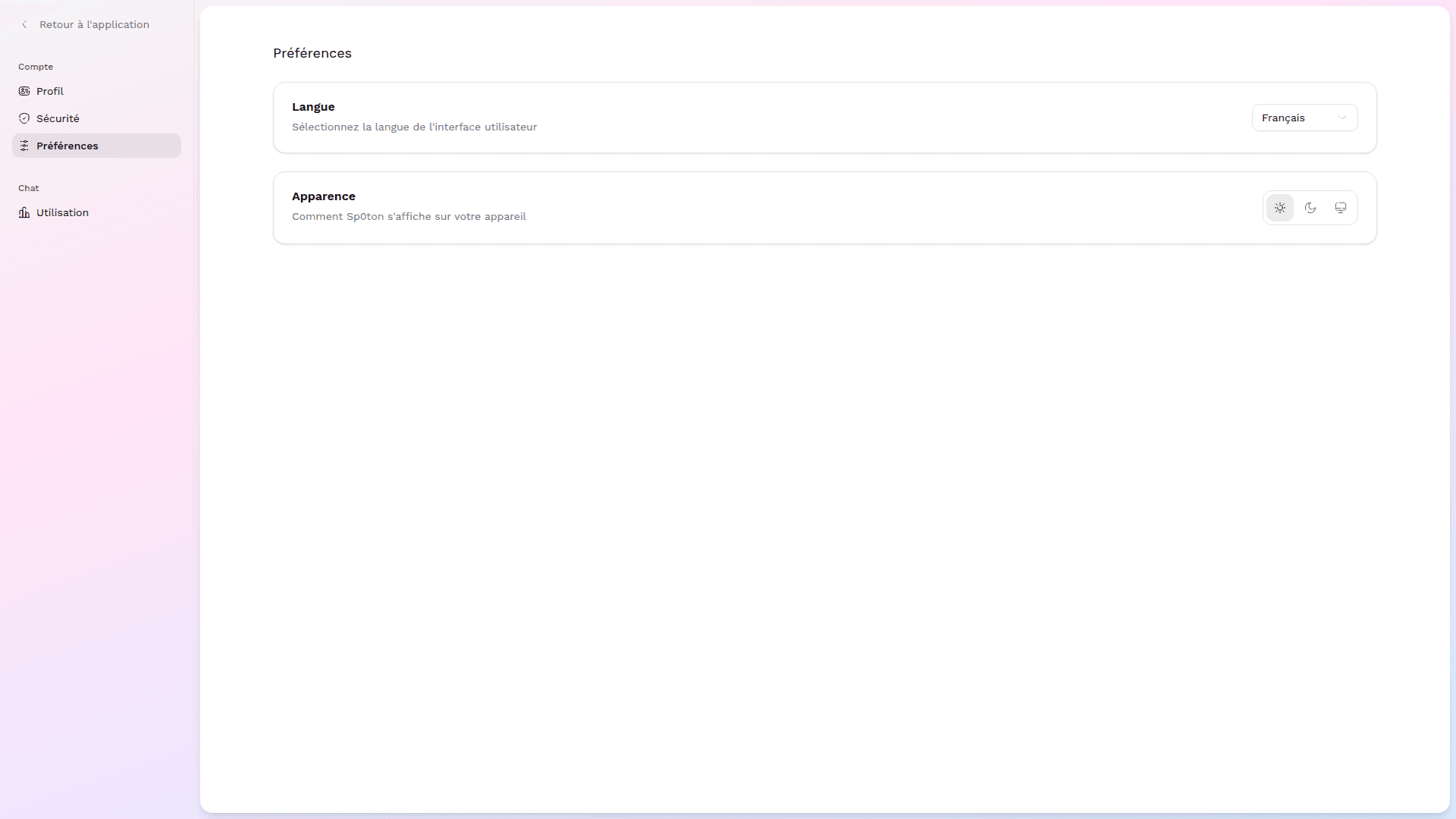 Paramètres par défaut
